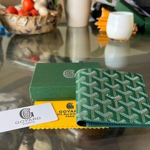 Goyard Green Chevron Card Holder